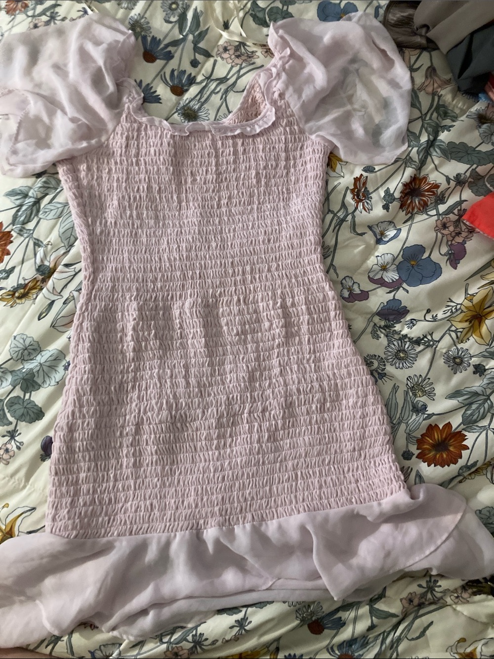BCBGeneration Girls Light Pink Puff Sleeve Formal Dress
